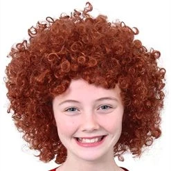 Girls Little Orphan Girl Fancy Dress Costume - Red Dress With Ginger Curly Afro Wig Book Week Costume Musical Character -I Love Fancy Dress Ltd Shop 51VhwiJMHCL