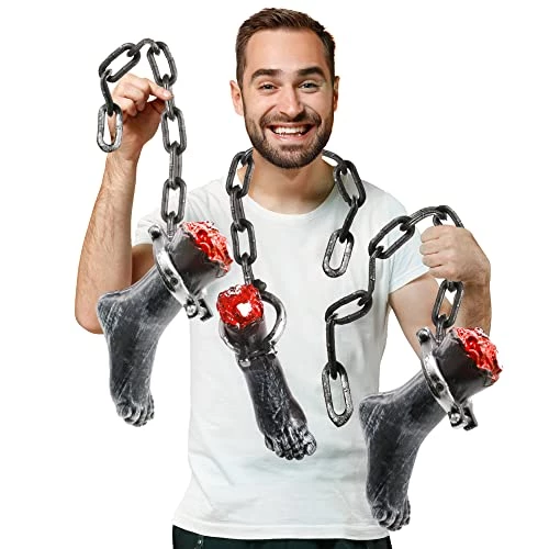 I LOVE FANCY DRESS Chained Severed Foot Halloween Prop Decoration - 74cm 29 Inch - Creepy - Halloween Props - Pack Of 3 7 I LOVE FANCY DRESS Chained Severed Foot Halloween Prop Decoration - 74cm 29 Inch - Creepy - Halloween Props - Pack Of 3 - Image 7