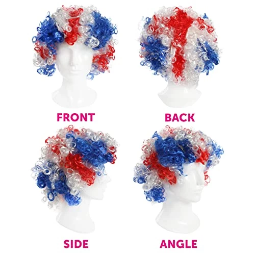 Girls Union Jack Afro Wig - Pack Of 6 - Curly Union Jack Afro Wig - VE Day, Queen's Jubilee, British Events 6 Girls Union Jack Afro Wig - Pack Of 6 - Curly Union Jack Afro Wig - VE Day, Queen's Jubilee, British Events - Image 6