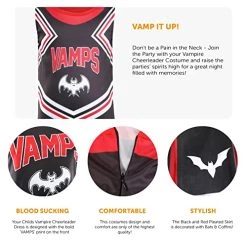 Girls Halloween Vampire Cheerleader - Black Cheerleader Dress With Black Pom Poms, Bloody Tights, Fake Blood And Facepaint -I Love Fancy Dress Ltd Shop 51a3mn mXUL
