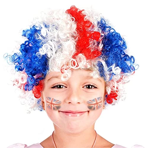Girls Union Jack Afro Wig - Pack Of 6 - Curly Union Jack Afro Wig - VE Day, Queen's Jubilee, British Events 1 Girls Union Jack Afro Wig - Pack Of 6 - Curly Union Jack Afro Wig - VE Day, Queen's Jubilee, British Events