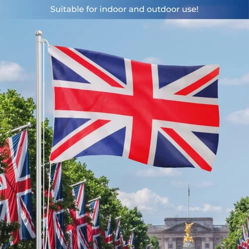 Union Jack Flag - 5ft X 3ft - Pack Of 2 - Large Great Britain Flag With Eyelets - King's Coronation, VE Day, Street Parties, Sporting Events Decoration 4 Union Jack Flag - 5ft X 3ft - Pack Of 2 - Large Great Britain Flag With Eyelets - King's Coronation, VE Day, Street Parties, Sporting Events Decoration - Image 4