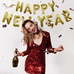 I LOVE FANCY DRESS Merry Christmas Balloon Happy New Year Gold Balloon Banner - Helium And Air- For Christmas Party Decoration (Gold) -I Love Fancy Dress Ltd Shop 51e1EwyBivL