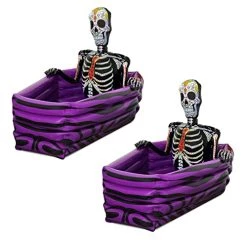 Halloween Inflatable Drinks Cooler - Coffin Shaped Inflatable Cooler With Day Of The Dead Skeleton - Day Of The Dead Festival Halloween Party Decoration