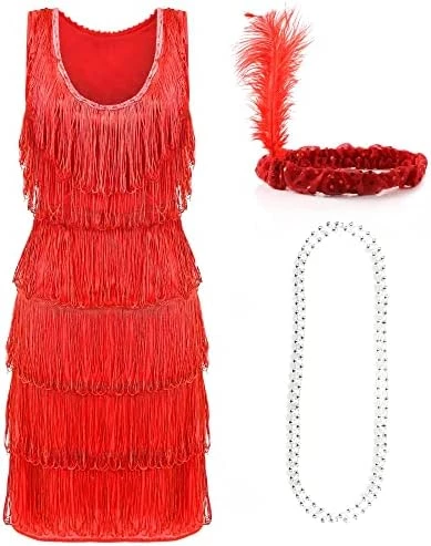 Deluxe Flapper Dress -Ladies Deluxe Flapper Costume With Matching Sequin Headband, And Silver Pearl Necklace - 1920's Party Dress 9 Deluxe Flapper Dress -Ladies Deluxe Flapper Costume With Matching Sequin Headband, And Silver Pearl Necklace - 1920's Party Dress - Image 9