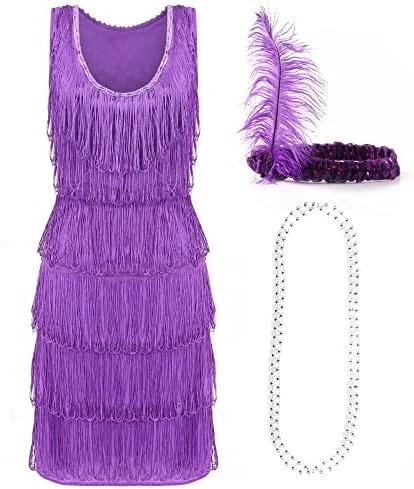 Deluxe Flapper Dress -Ladies Deluxe Flapper Costume With Matching Sequin Headband, And Silver Pearl Necklace - 1920's Party Dress 8 Deluxe Flapper Dress -Ladies Deluxe Flapper Costume With Matching Sequin Headband, And Silver Pearl Necklace - 1920's Party Dress - Image 8