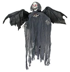 ILOVEFANCYDRESS SCARY HALLOWEEN ANIMATRONIC GRIM REAPER DECORATION - SKELETON REAPER WITH MOTORISED HEAD & WINGS, SCARY SOUND EFFECTS AND GLOWING RED EYES - PERFECT DECORATION FOR HALLOWEEN EVENTS