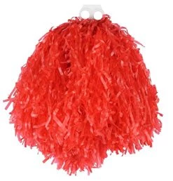JUMBO USA POM POMS IN PAIRS CHEERLEADER DANCE SCHOOL SHOW FANCY DRESS ACCESSORY GIANT SIZE PAIR OF POMPOM SETS (RED - 1 PAIR)