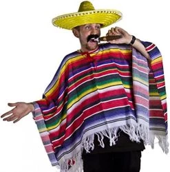 MEXICAN PONCHO SOMBRERO & TASH WESTERN FANCY DRESS COSTUME MENS LADIES ONE SIZE S-XL -I Love Fancy Dress Ltd Shop 51iKo9h3KGL. AC