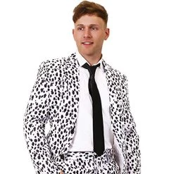 ADULTS DALMATIAN FANCY DRESS COSTUME - DALMATIAN PRINT SUIT JACKET & MATCHING TROUSERS + BLACK TIE - PERFECT FOR HALLOWEEN, TV & FILM, TEACHER SCHOOL BOOK WEEK/WORLD BOOK DAY FANCY DRESS -I Love Fancy Dress Ltd Shop 51jAyDd9tqL