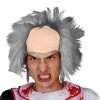 BALDING WIG FANCY DRESS ACCESSORY - GREY HAIR ON BALD CAP STYLE WIG - CLOWN WIG, MAD SCIENTIST WIG PERFECT FOR HALLOWEEN FANCY DRESS - GREY HAIR