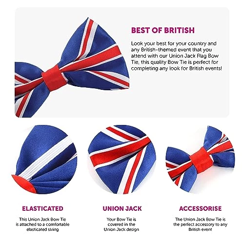 I LOVE FANCY DRESS Union Jack Bowtie - British Union Jack Flag Bowtie - VE Day, Queen's Jubilee, British Events 2 I LOVE FANCY DRESS Union Jack Bowtie - British Union Jack Flag Bowtie - VE Day, Queen's Jubilee, British Events - Image 2