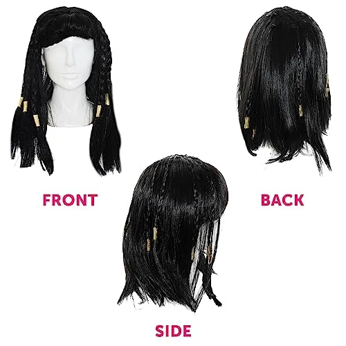 EGYPTIAN WIG WOMENS CLEOPATRA WIG FANCY DRESS ACCESSORY LADIES QUEEN OF THE NILE BLACK WIG WITH PLAITS AT THE FRONT AND THICK FRINGE 6 EGYPTIAN WIG WOMENS CLEOPATRA WIG FANCY DRESS ACCESSORY LADIES QUEEN OF THE NILE BLACK WIG WITH PLAITS AT THE FRONT AND THICK FRINGE - Image 6