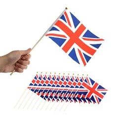 I LOVE FANCY DRESS Union Jack Flag Bunting & Hand Waving Flags - 198ft/60m Union Jack Bunting + 36 Union Jack Hand Waving Flags - King's Coronation Street Party Decoration Set