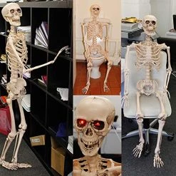 ILOVEFANCYDRESS HUGE 5FT LIFE-SIZED POSABLE SKELETON WITH GLOWING RED EYES HALLOWEEN PROP / DECORATION. LIFESIZE HUMAN SKELETON PROP WITH GLOWING RED EYES. PERFECT DECORATION FOR HALLOWEEN EVENTS -I Love Fancy Dress Ltd Shop 51oQk 7l0YL