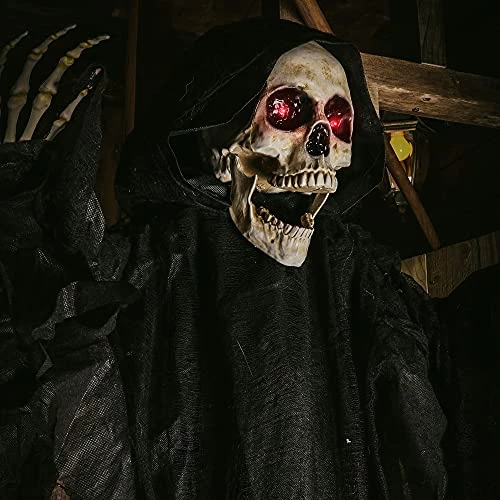 I LOVE FANCY DRESS Animatronic Grim Reaper 75cm 96" Halloween Decoration - Red Light Up Eyes & Sound Effects - Poseable Arms - Halloween Props - Pack Of 2 4 I LOVE FANCY DRESS Animatronic Grim Reaper 75cm 96" Halloween Decoration - Red Light Up Eyes & Sound Effects - Poseable Arms - Halloween Props - Pack Of 2 - Image 4