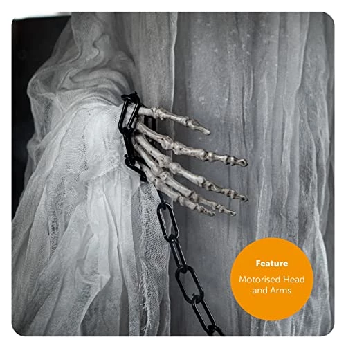 Faceless Spectre Halloween Prop 68"/173cm Animated Decoration Large - Red Light Up Eyes & Sound Effects - Wailing Ghost Prop With Motorised Arms - Halloween Props 4 Faceless Spectre Halloween Prop 68"/173cm Animated Decoration Large - Red Light Up Eyes & Sound Effects - Wailing Ghost Prop With Motorised Arms - Halloween Props - Image 4