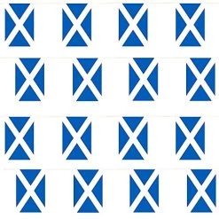 Scotland Flag Bunting - 10m 33ft - 24 Flag - Plastic All Weather Scottish Bunting Decoration For Indoor Outdoor Sporting Events, Street Parties, Festivals And Celebrations