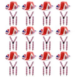 Union Jack Accessory Set - Velour Union Jack Cowboy Hat + Pair Of Union Jack Braces - Jubilee VE Day Celebrations Fancy Dress Costumes