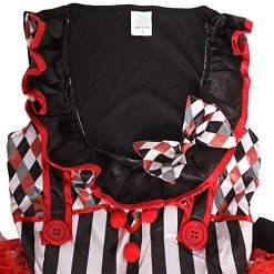 CHILDS SCARY CLOWN DELUXE HALLOWEEN COSTUME - BLACK & WHITE DRESS + MINI BOWLER HAT ON HEADBAND WITH FLOWER + BLOOD-STAINED TIGHTS + BLACK, WHITE & RED FACEPAINT (SIZE: SMALL) -I Love Fancy Dress Ltd Shop 51uD0j98NpL