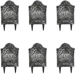 I LOVE FANCY DRESS TOMBSTONE SIGN PROP - PACK OF 2 - GREY PLASTIC HEADSTONE WITH RIP TEXT - SPOOKY HALLOWEEN PARTY DECORATION -I Love Fancy Dress Ltd Shop 51vmcek toL. AC