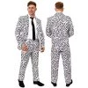 ADULTS DALMATIAN FANCY DRESS COSTUME - DALMATIAN PRINT SUIT JACKET & MATCHING TROUSERS + BLACK TIE - PERFECT FOR HALLOWEEN, TV & FILM, TEACHER SCHOOL BOOK WEEK/WORLD BOOK DAY FANCY DRESS