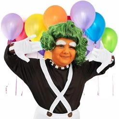 Childs Chocolate Factory Worker Fancy Dress - Brown Top - White Dungarees - Green Wig - White Gloves - Orange Facepaint - World Book Day/Book Week Character Costume For Boys -I Love Fancy Dress Ltd Shop 51vtPuElpIL