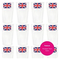 I LOVE FANCY DRESS Union Jack Tumblers - Pack Of 24 - Clear Plastic Tumbler Cups With Union Jack Flag Print - King's Coronation Jubilee Street Party Tableware -I Love Fancy Dress Ltd Shop 51xSGZN6nfL
