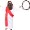 Jesus Christ Costume - White Robe With Red Sash - Mens Funny Fancy Dress Party Costume