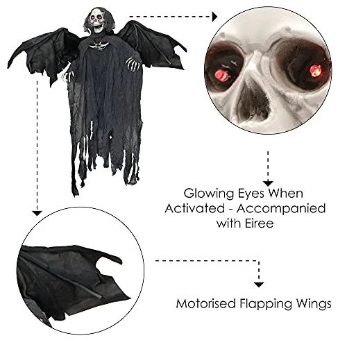 I LOVE FANCY DRESS Grim Reaper Halloween Prop Animated Decoration With Wings - Red Light Up Eyes & Sound Effects - Eerie Reaper With Motorised Wings And Head - Halloween Props - Pack Of 3 3 I LOVE FANCY DRESS Grim Reaper Halloween Prop Animated Decoration With Wings - Red Light Up Eyes & Sound Effects - Eerie Reaper With Motorised Wings And Head - Halloween Props - Pack Of 3 - Image 3