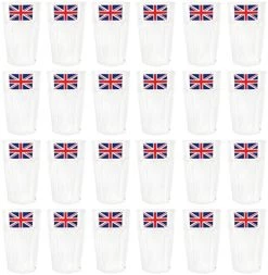 I LOVE FANCY DRESS Union Jack Tumblers - Pack Of 24 - Clear Plastic Tumbler Cups With Union Jack Flag Print - King's Coronation Jubilee Street Party Tableware -I Love Fancy Dress Ltd Shop 51zs06wV9L. AC