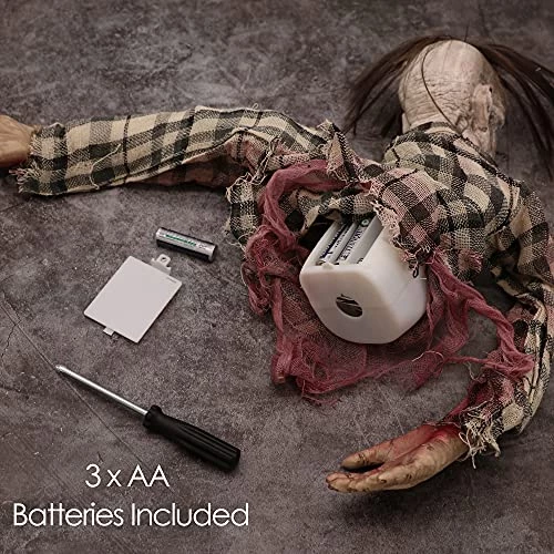 I LOVE FANCY DRESS Hanging Zombie Halloween Prop Animated Decoration - Red Light Up Eyes & Sound Effects - Hanging Zombie Prop With Motorised Arms - Halloween Props - Pack Of 1 5 I LOVE FANCY DRESS Hanging Zombie Halloween Prop Animated Decoration - Red Light Up Eyes & Sound Effects - Hanging Zombie Prop With Motorised Arms - Halloween Props - Pack Of 1 - Image 5