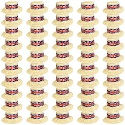 I LOVE FANCY DRESS Union Jack Boater Hats - Straw Boater Hats With Union Jack Flag Band - Bulk Sporting Events Breathable Boat Hats