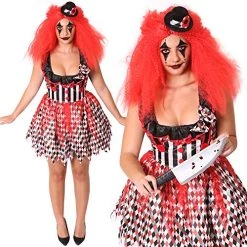 LADIES DELUXE SCARY EVIL KILLER CLOWN HALLOWEEN COSTUME. WOMENS HALLOWEEN HARLEQUIN CLOWN FANCY DRESS COSTUME WITH MINIATURE FASCINATOR HAT ON HEADBAND. SIZE: SMALL 12 LADIES DELUXE SCARY EVIL KILLER CLOWN HALLOWEEN COSTUME. WOMENS HALLOWEEN HARLEQUIN CLOWN FANCY DRESS COSTUME WITH MINIATURE FASCINATOR HAT ON HEADBAND. SIZE: SMALL -I Love Fancy Dress Ltd Shop 61jr7Q1CNBL