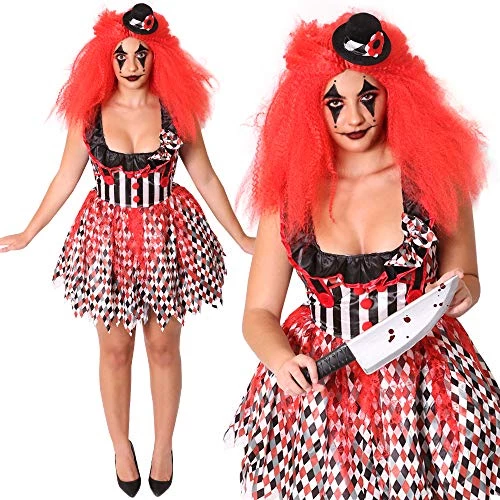 LADIES DELUXE SCARY EVIL KILLER CLOWN HALLOWEEN COSTUME. WOMENS HALLOWEEN HARLEQUIN CLOWN FANCY DRESS COSTUME WITH MINIATURE FASCINATOR HAT ON HEADBAND. SIZE: SMALL 3 LADIES DELUXE SCARY EVIL KILLER CLOWN HALLOWEEN COSTUME. WOMENS HALLOWEEN HARLEQUIN CLOWN FANCY DRESS COSTUME WITH MINIATURE FASCINATOR HAT ON HEADBAND. SIZE: SMALL - Image 3
